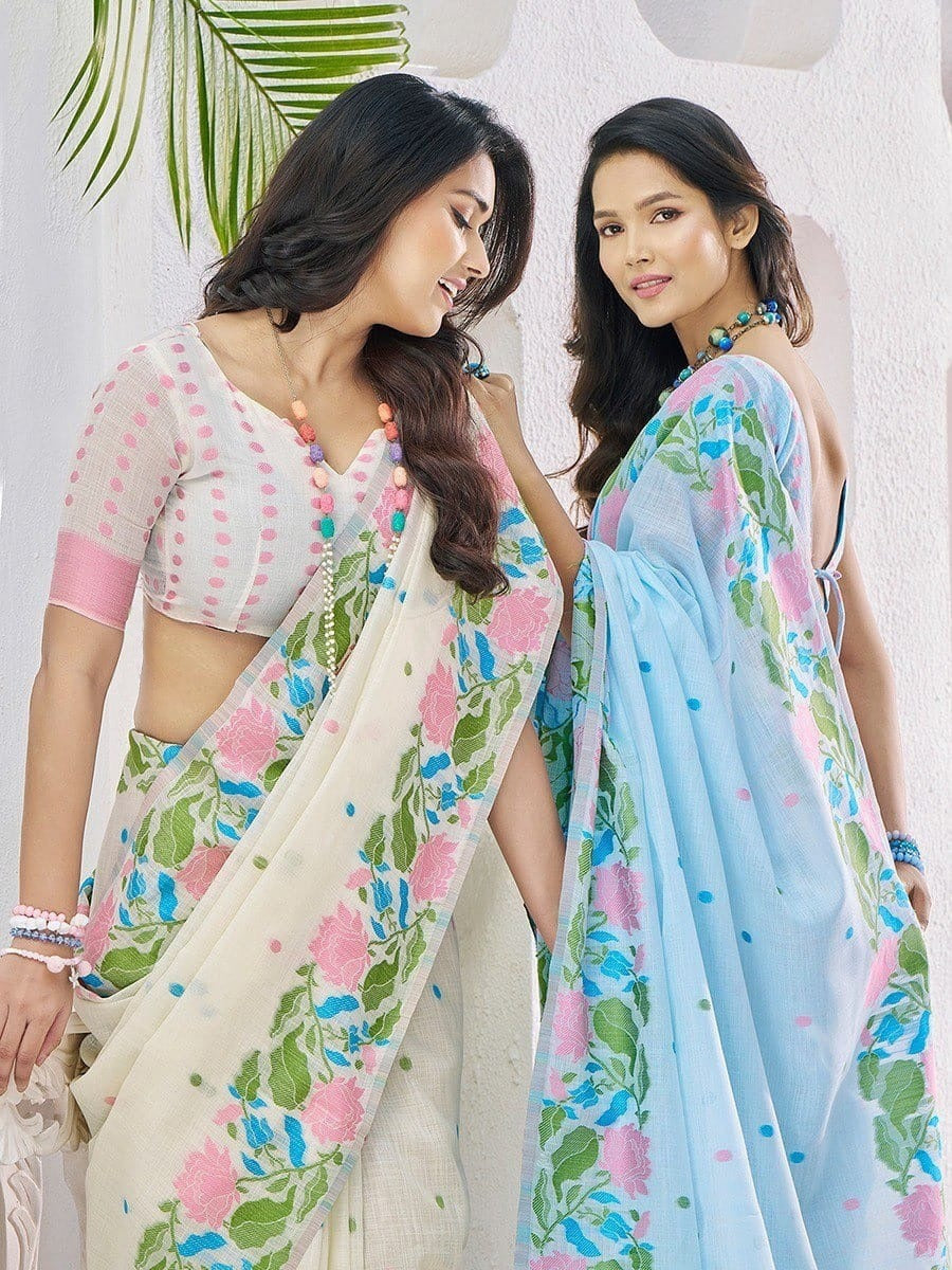 Breathable Opulence: Modern Linen Silk Sarees for Effortless Elegance