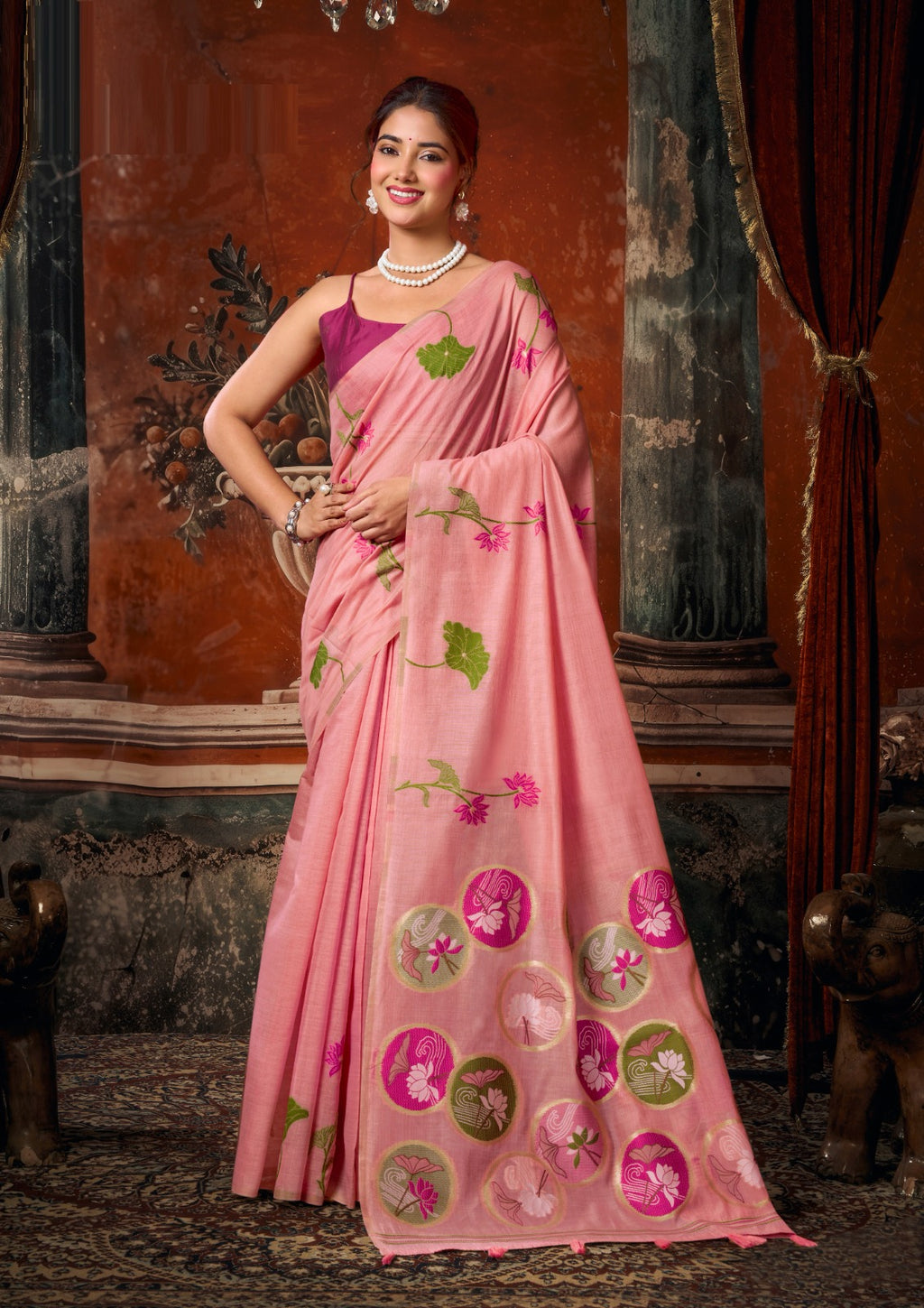Earthy Elegance: Pure Khadi Cotton Saree with Rustic Texture & Jhallar
