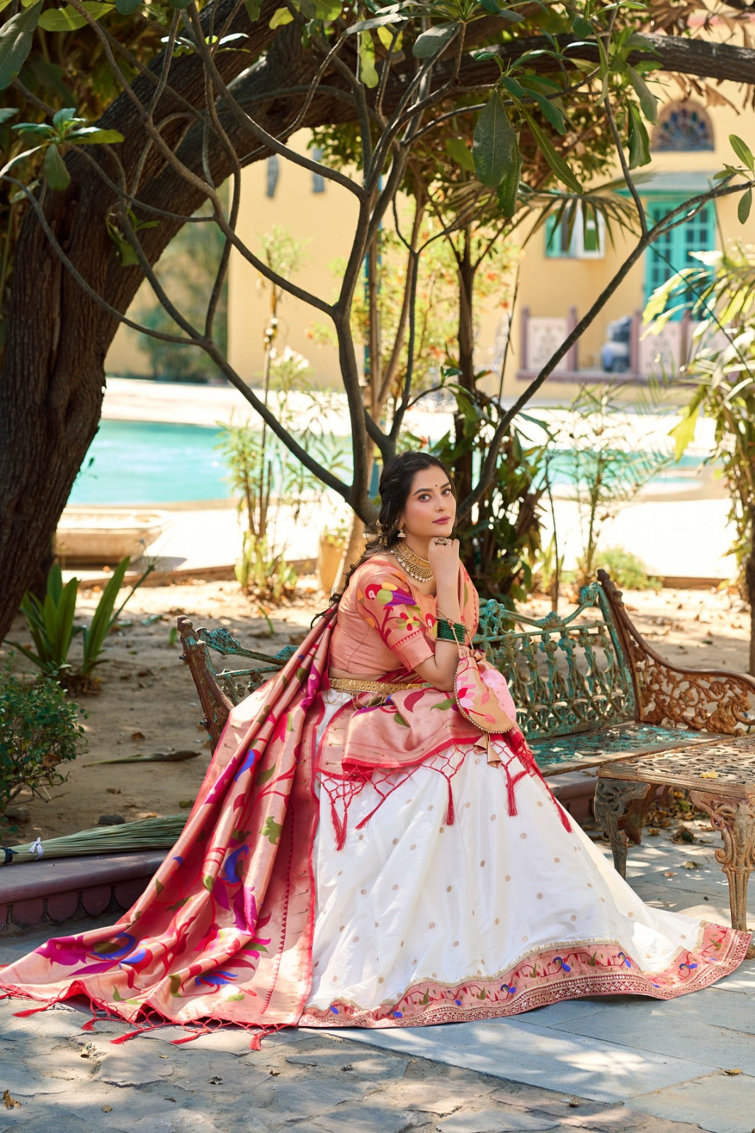 Regal Paithani Silk Lehenga Choli with 4-Meter Royal Flair & Zari Weave
