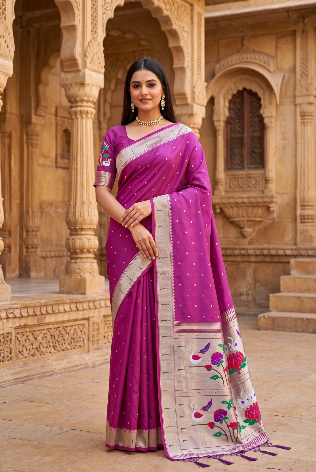 Timeless Royalty: The Muniya Paithani Soft Silk Saree