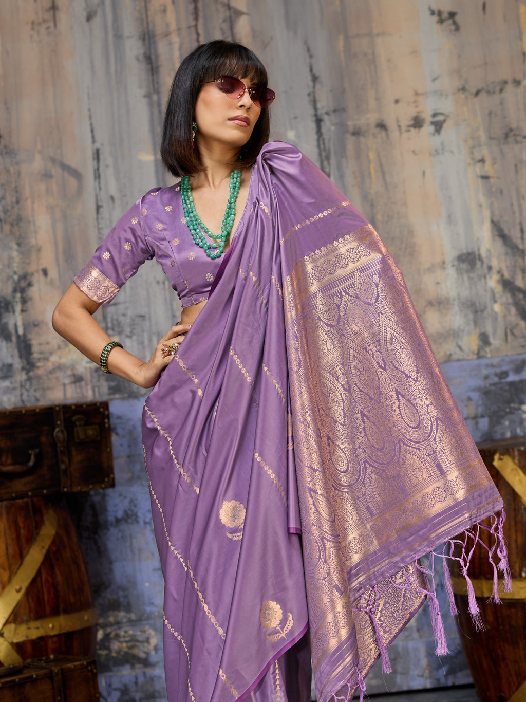 Premium Satin Handloom Weaving Saree – Elegant Festive Collection