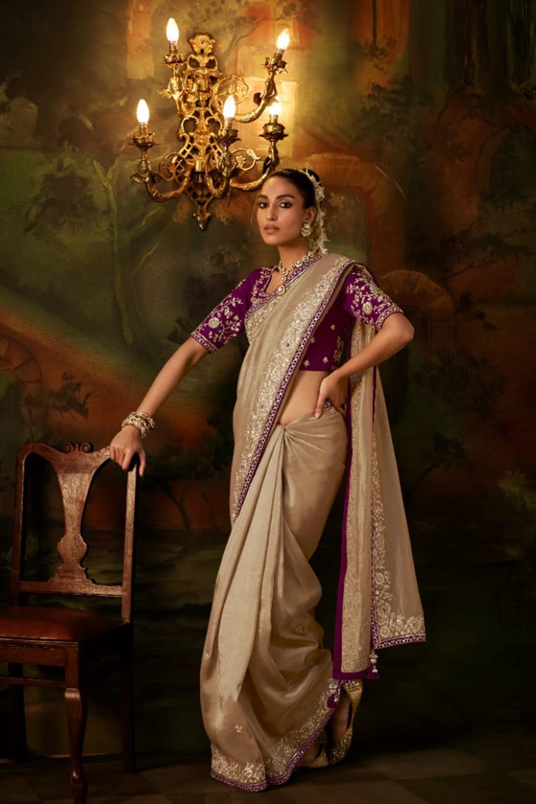 Exquisite Premium Viscose Zari Tissue Saree with Heavy Sequins & Embroidery