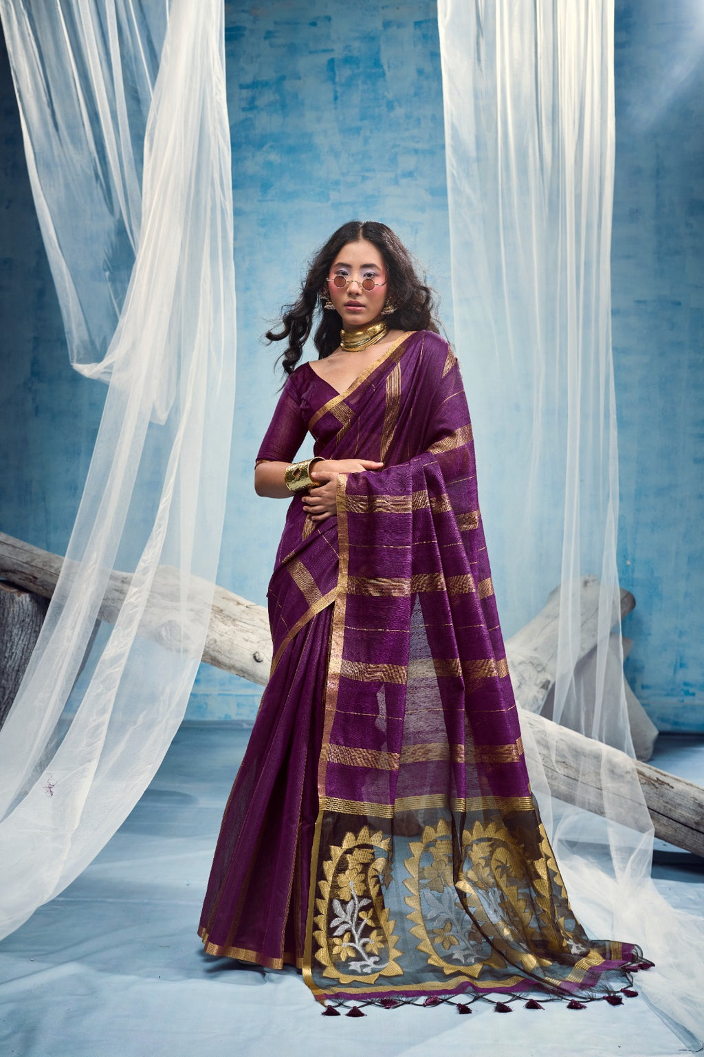 Premium Munga Cotton Handloom Saree with Matching Blouse