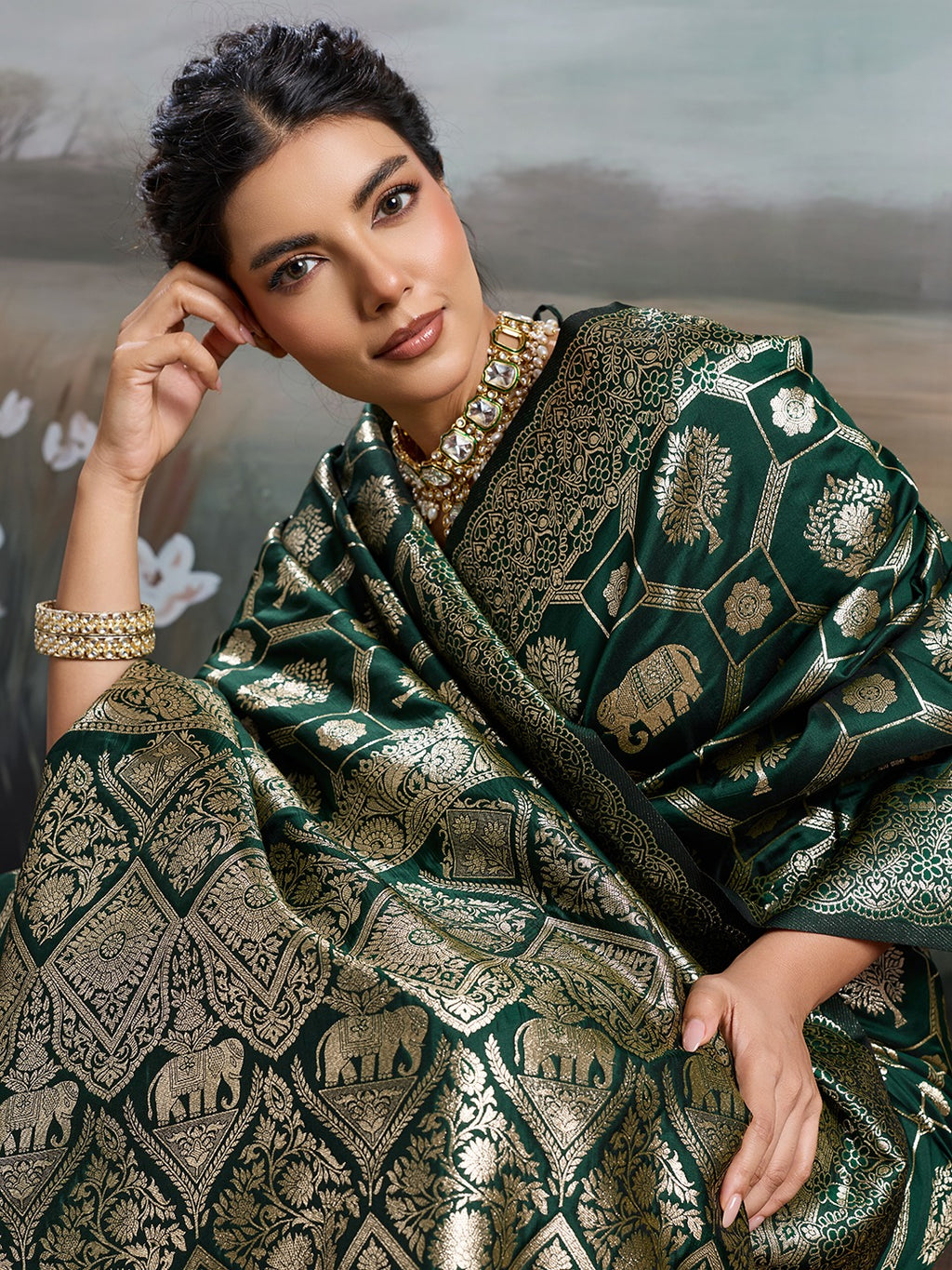 Shine in Pure Opulence: Elegant Silk Blend Sarees with Metallic Zari Weave