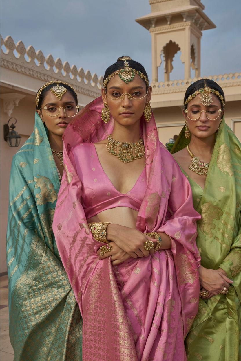 Luxe Satin Silk Jacquard Saree