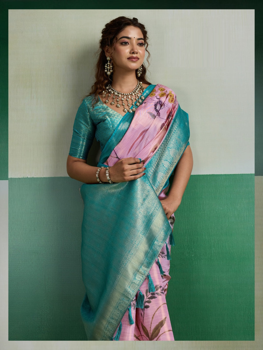 Pure Kanjivaram Tissue Silk Saree with 3D Floral Digital Print