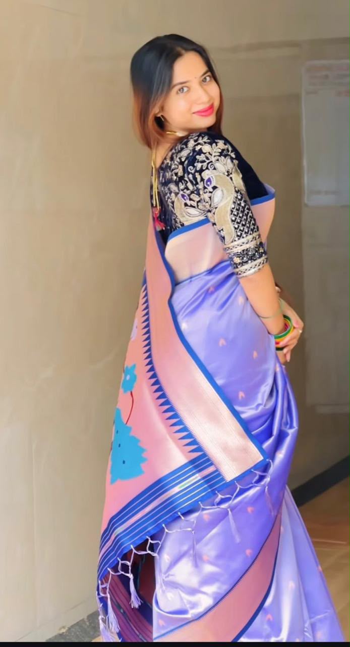 Pure Soft Kanchipuram Paithani Silk Saree with Heavy Meena Zari Pallu