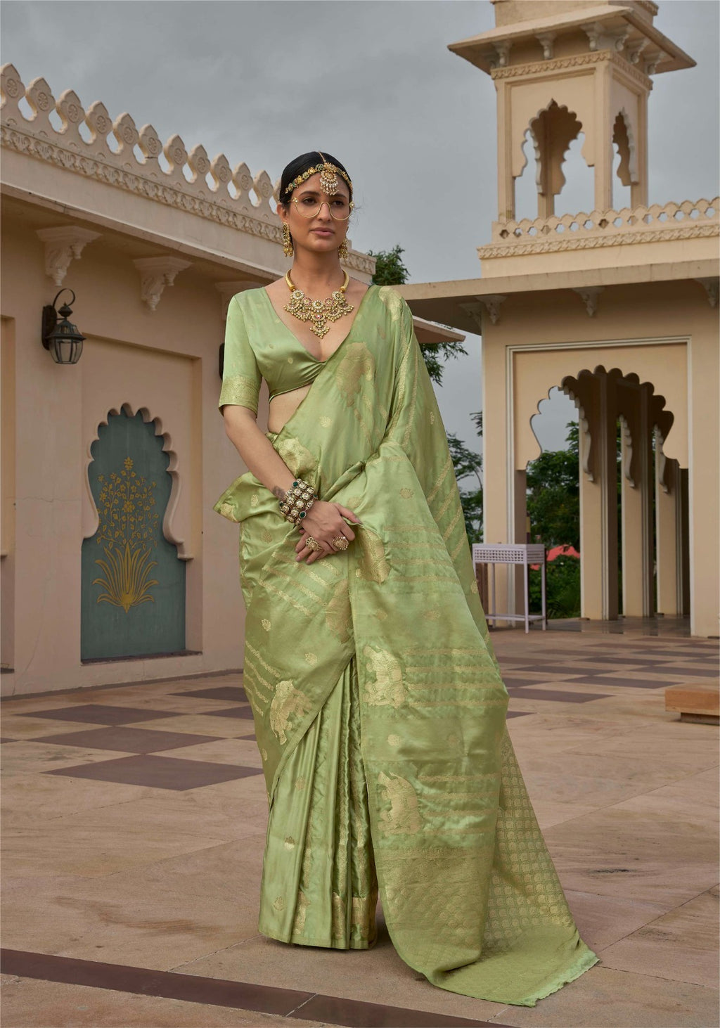 Luxe Satin Silk Jacquard Saree