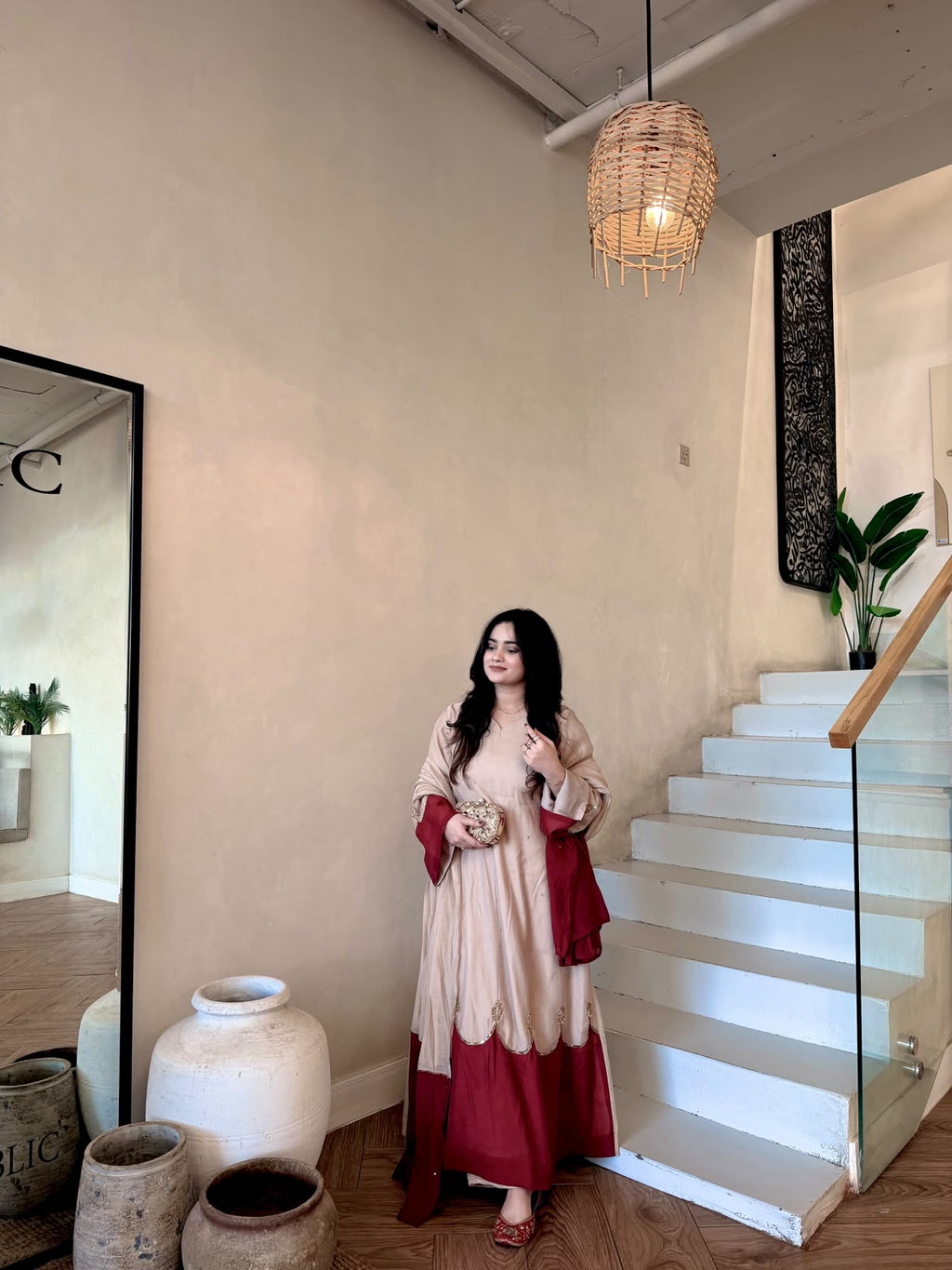 Pure Roman Silk Scalloped Kaftan & Palazzo Set