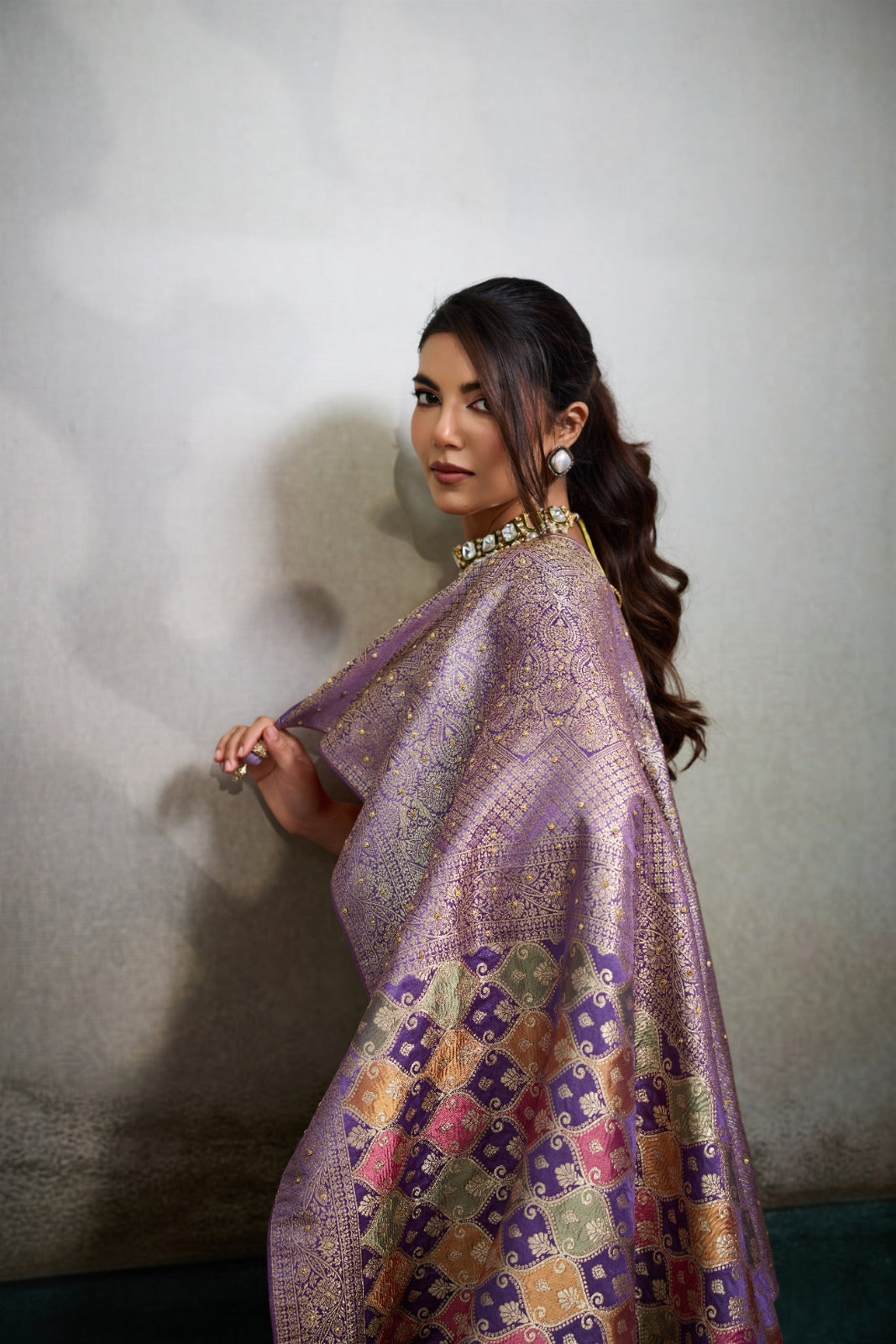 Draped in Opulence: Handcrafted Satin Masterpieces with Intricate Mosaic Weaves