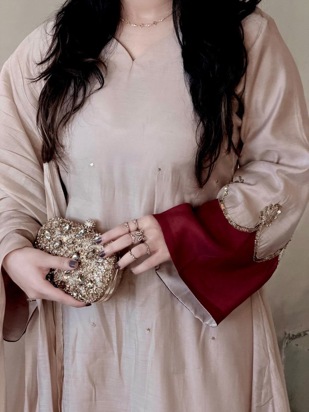 Pure Roman Silk Scalloped Kaftan & Palazzo Set
