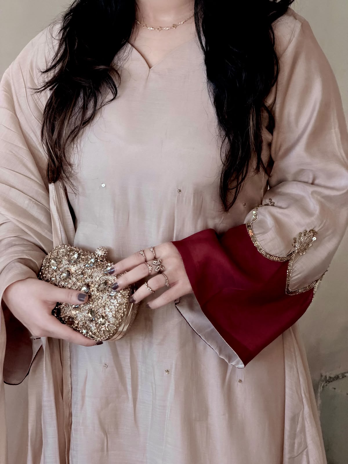 Pure Roman Silk Scalloped Kaftan & Palazzo Set