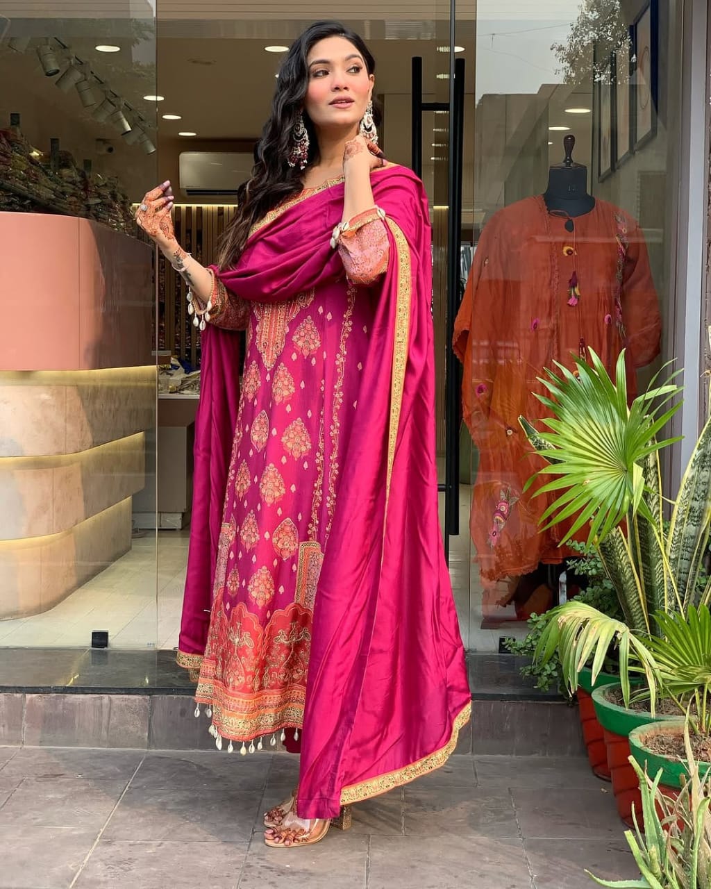 Reshmi Pink Hand-Embroidered Pure Diamond Silk 3-Piece Suit Set