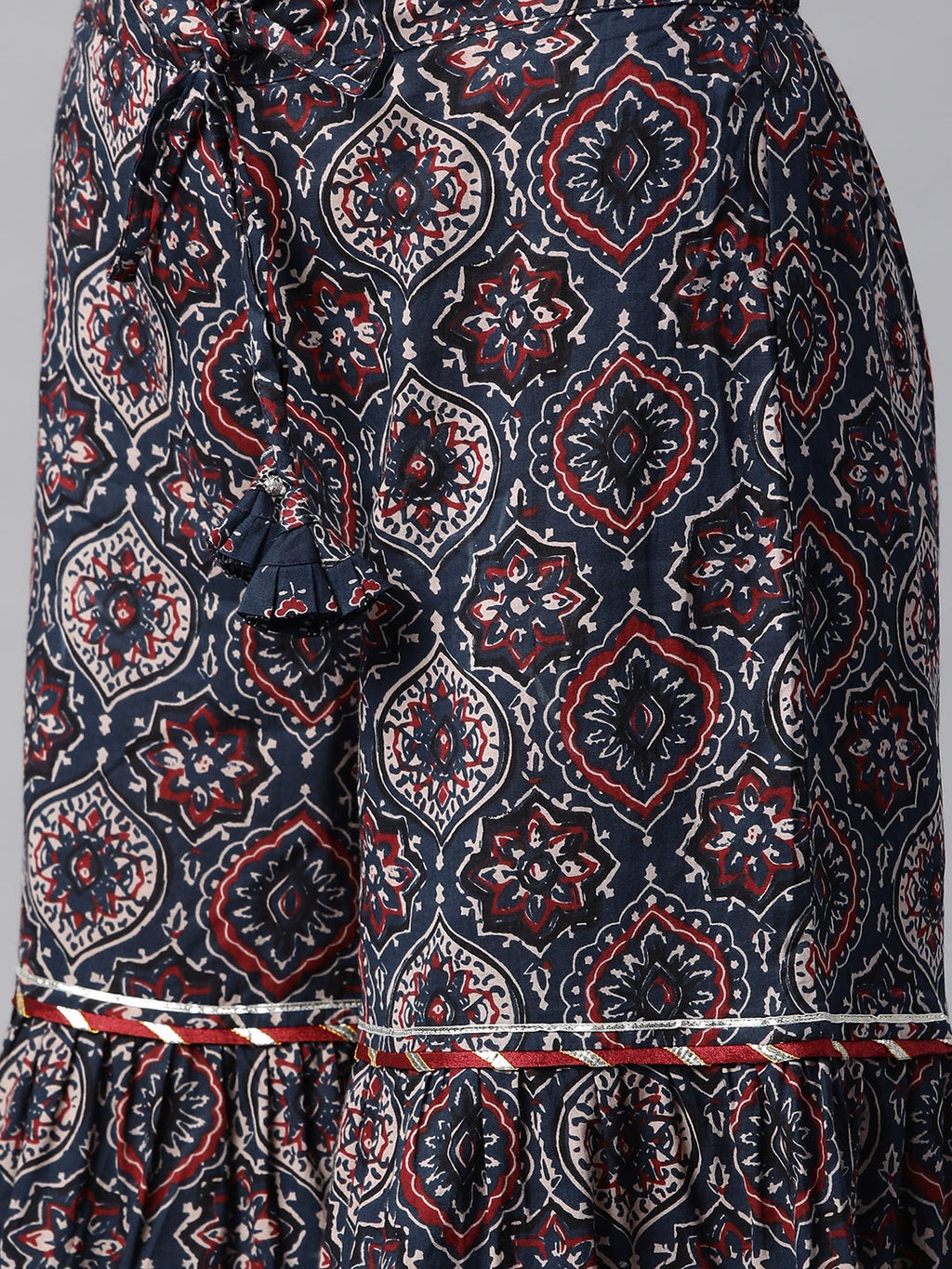 Women's Indigo Cotton Anarkali Short Kurti & Sharara Set with Dupatta