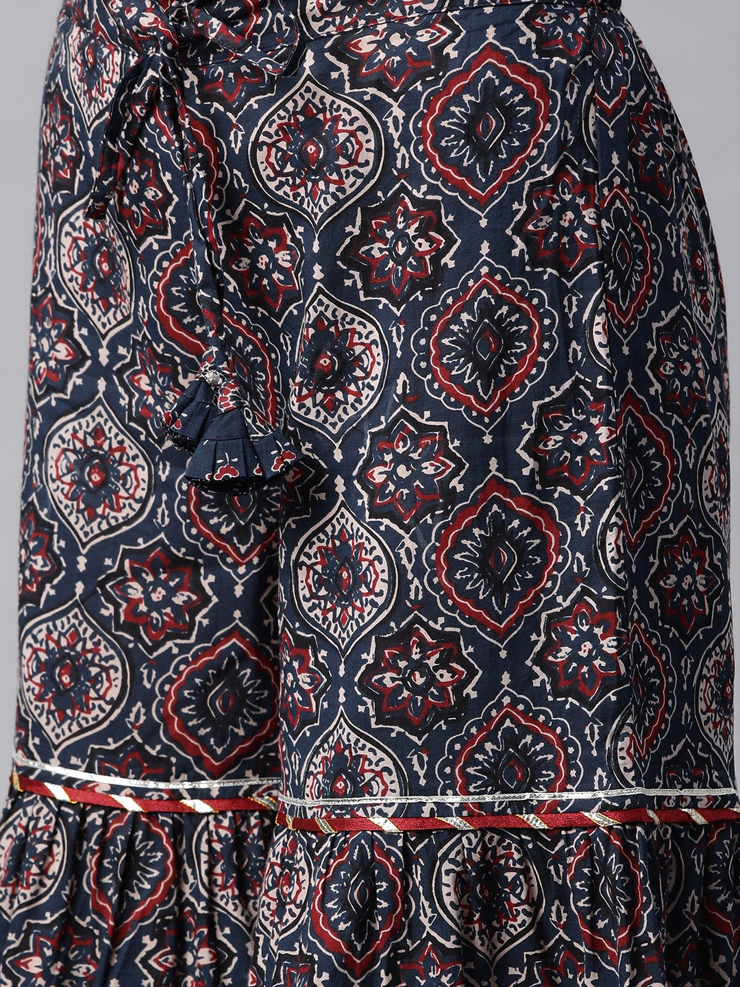 Women's Indigo Cotton Anarkali Short Kurti & Sharara Set with Dupatta