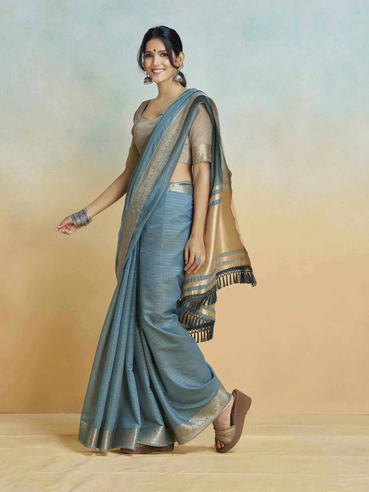 Shine Silk: Premium Handloom Khadi Silk Saree with Digital Prints