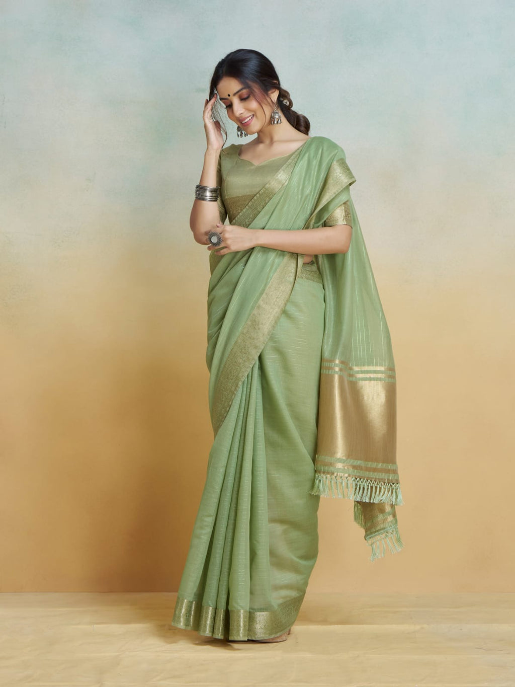 Shine Silk: Premium Handloom Khadi Silk Saree with Digital Prints