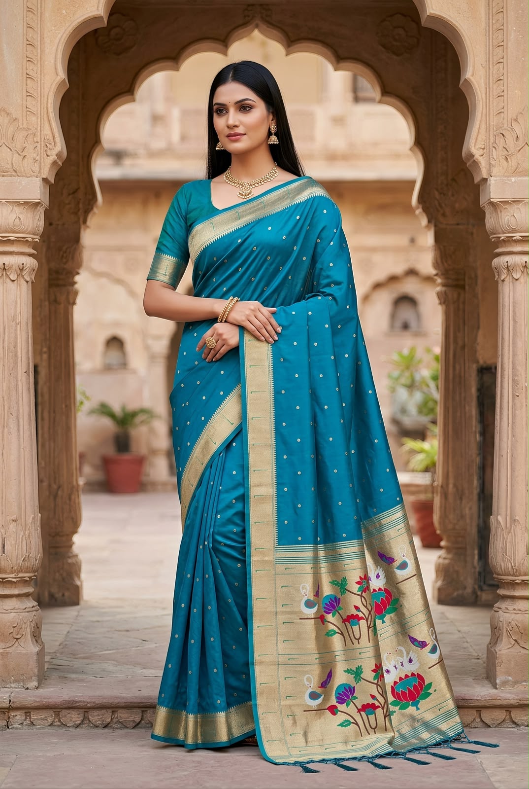 Timeless Royalty: The Muniya Paithani Soft Silk Saree