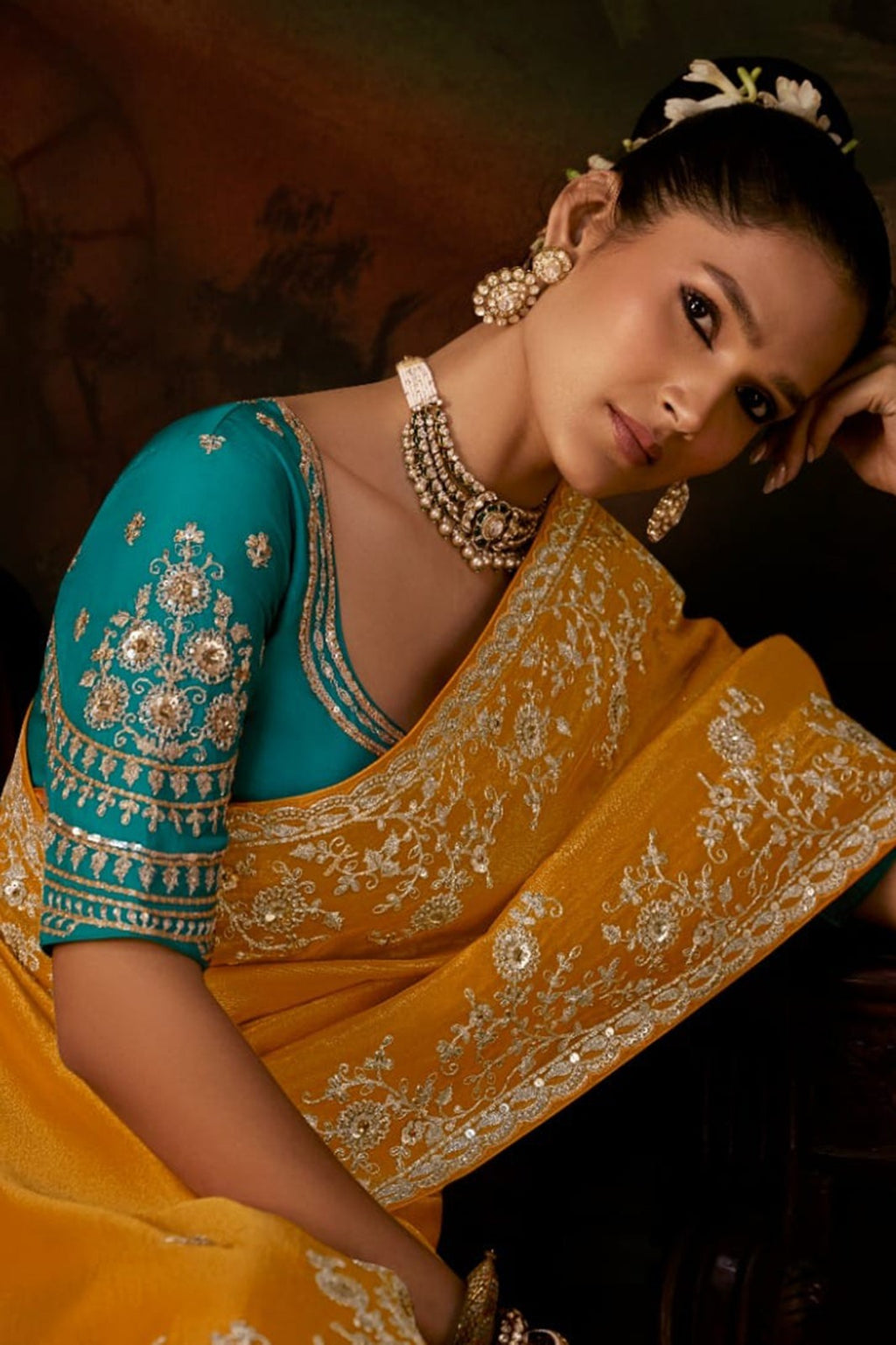 Exquisite Premium Viscose Zari Tissue Saree with Heavy Sequins & Embroidery