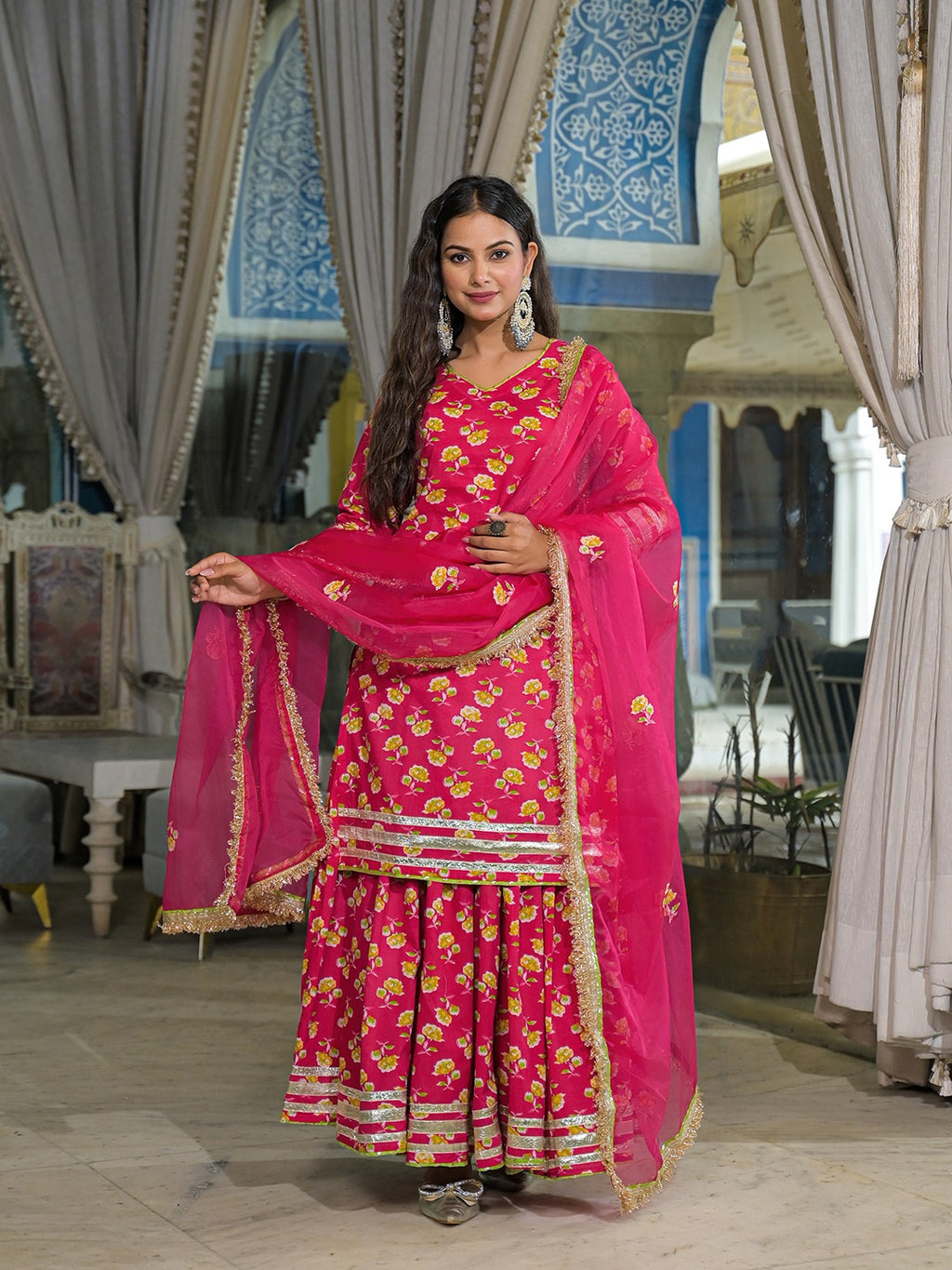 Pink Kurti Lehenga Sets With Dupatta