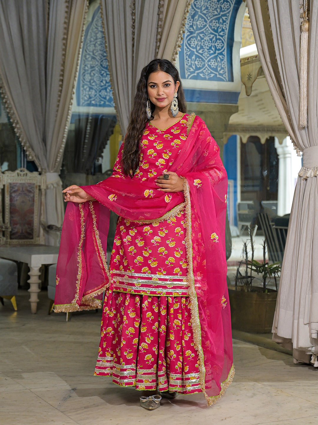 Pink Kurti Lehenga Sets With Dupatta