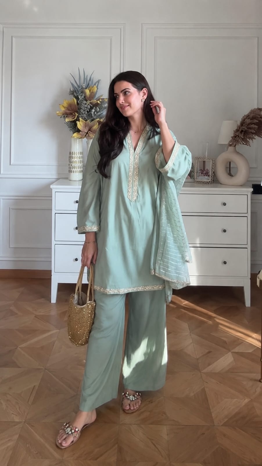Pure Banana Silk 3-Piece Plazo Set