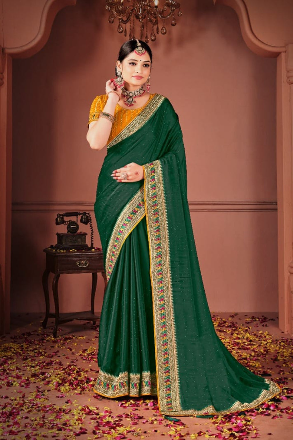 Rangoli Saree with Swarovski Crystal Border