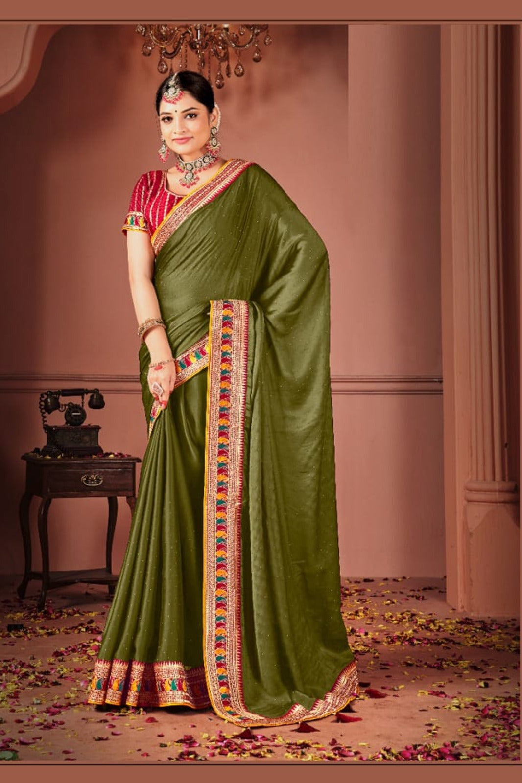 Rangoli Saree with Swarovski Crystal Border