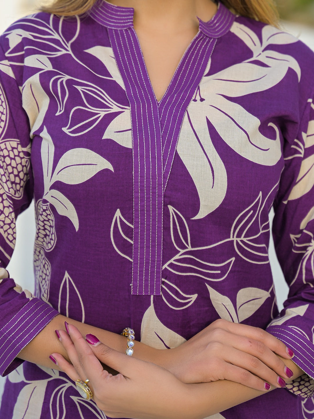 Purple Printed Kurta with Plazzo