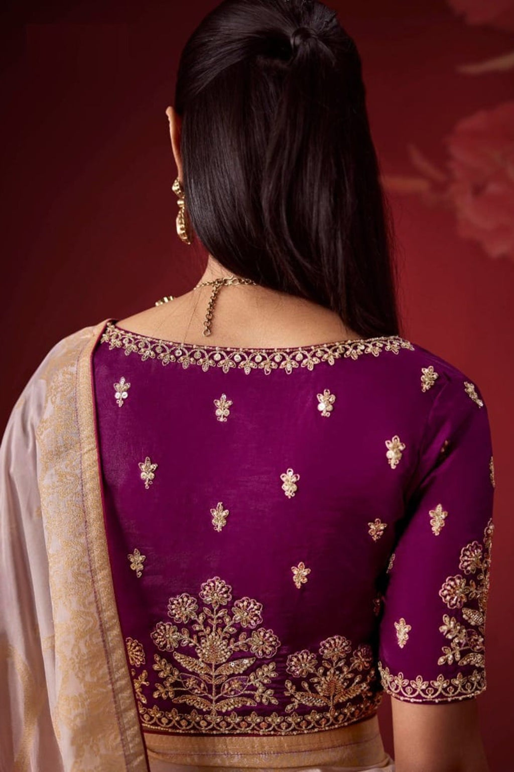Ombré Dola Crape Silk Saree with Handcrafted Kundan Blouse