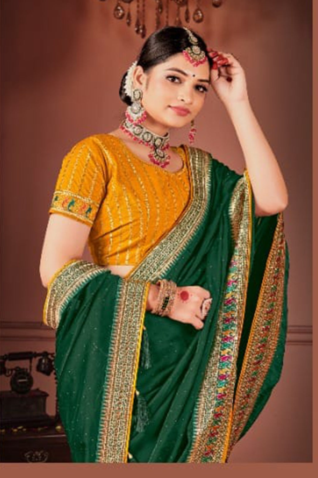 Rangoli Saree with Swarovski Crystal Border