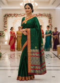 Peshwai Paithani Silk Saree with All-Over Zari Butta & Contrast Blouse