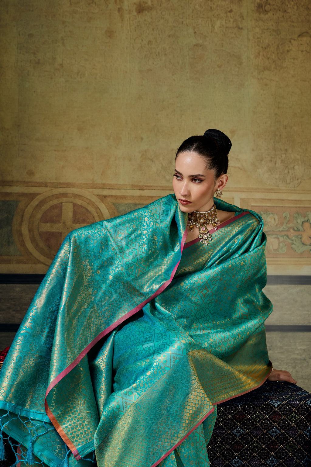 Handloom Silk Saree with Matching Silk Blouse | Festive & Partywear