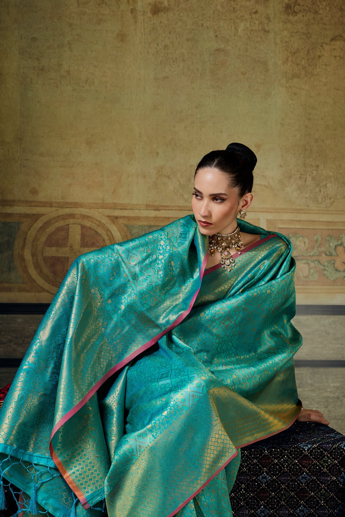 Handloom Silk Saree with Matching Silk Blouse | Festive & Partywear