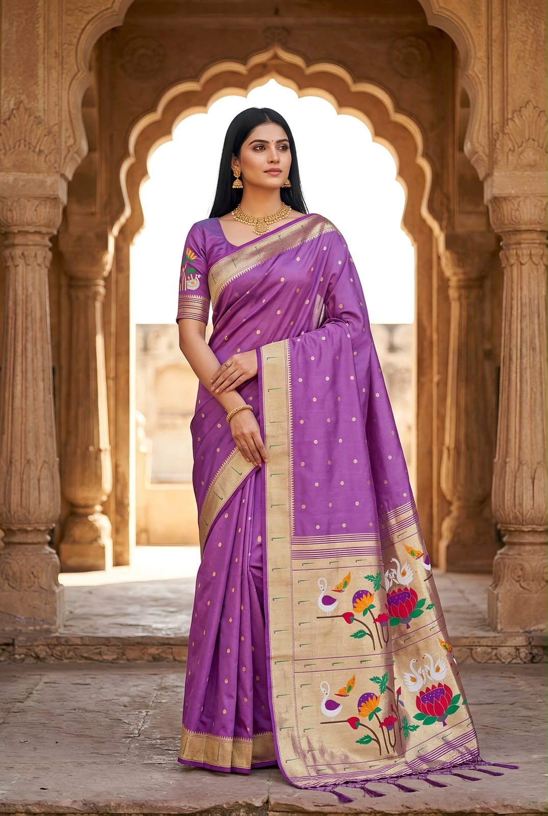 Timeless Royalty: The Muniya Paithani Soft Silk Saree