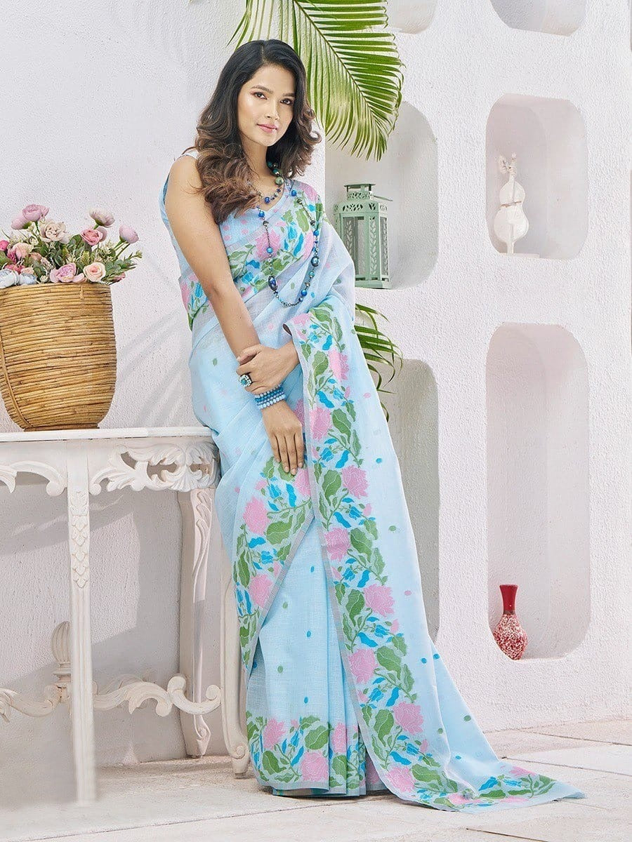 Breathable Opulence: Modern Linen Silk Sarees for Effortless Elegance