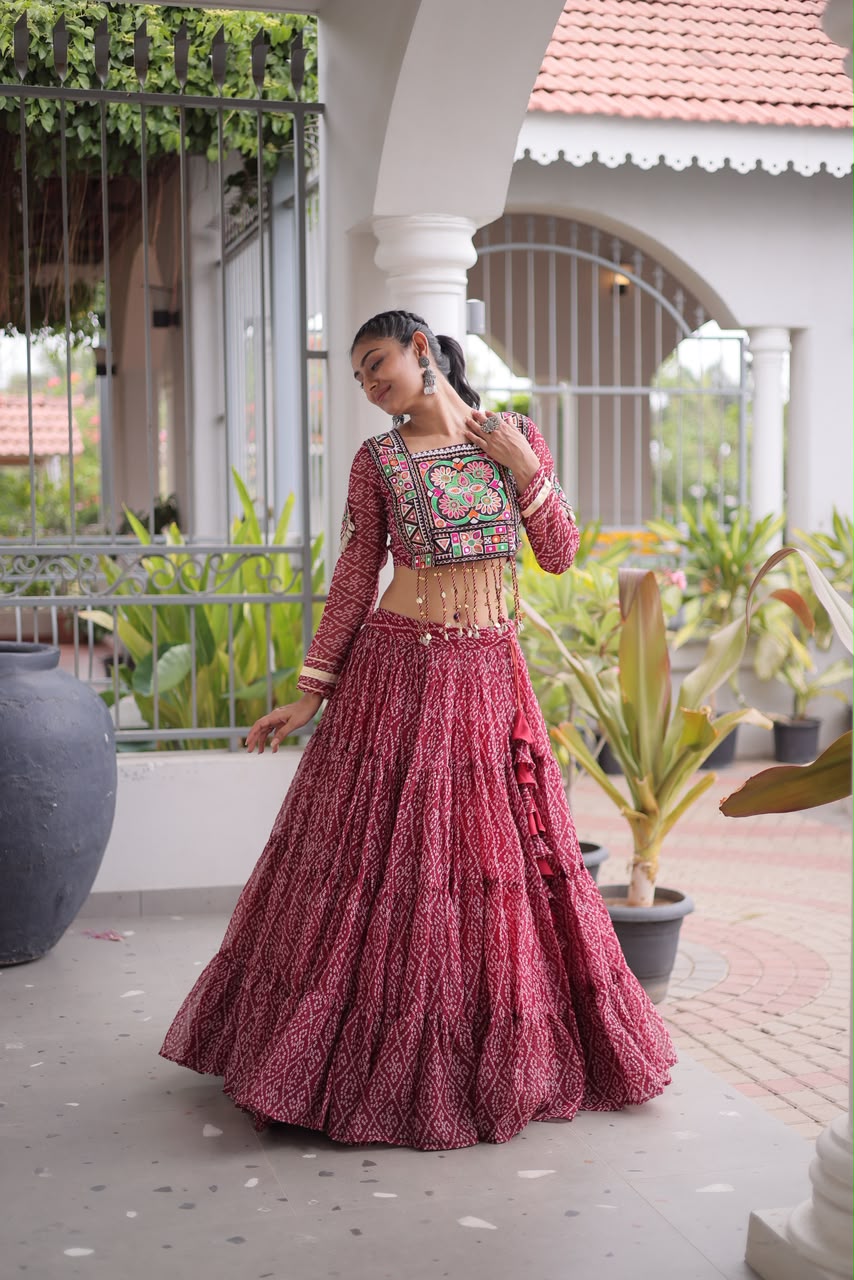 Full-Stitched Kutchi Patchwork Bandhani Lehenga Choli
