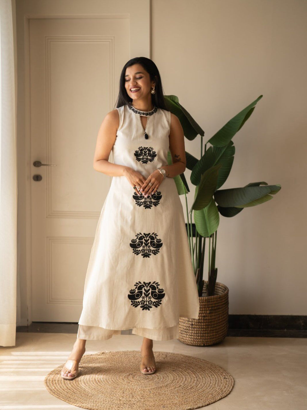 Fine Cotton Flex Embroidered Kurti Set with Dupatta