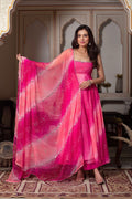 Radiant Pink Georgette Anarkali Suit with Dupatta & Palazzo