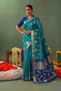 Opulent Radiance: Silk Blend Zari Saree with Contrast Border & Designer Pallu