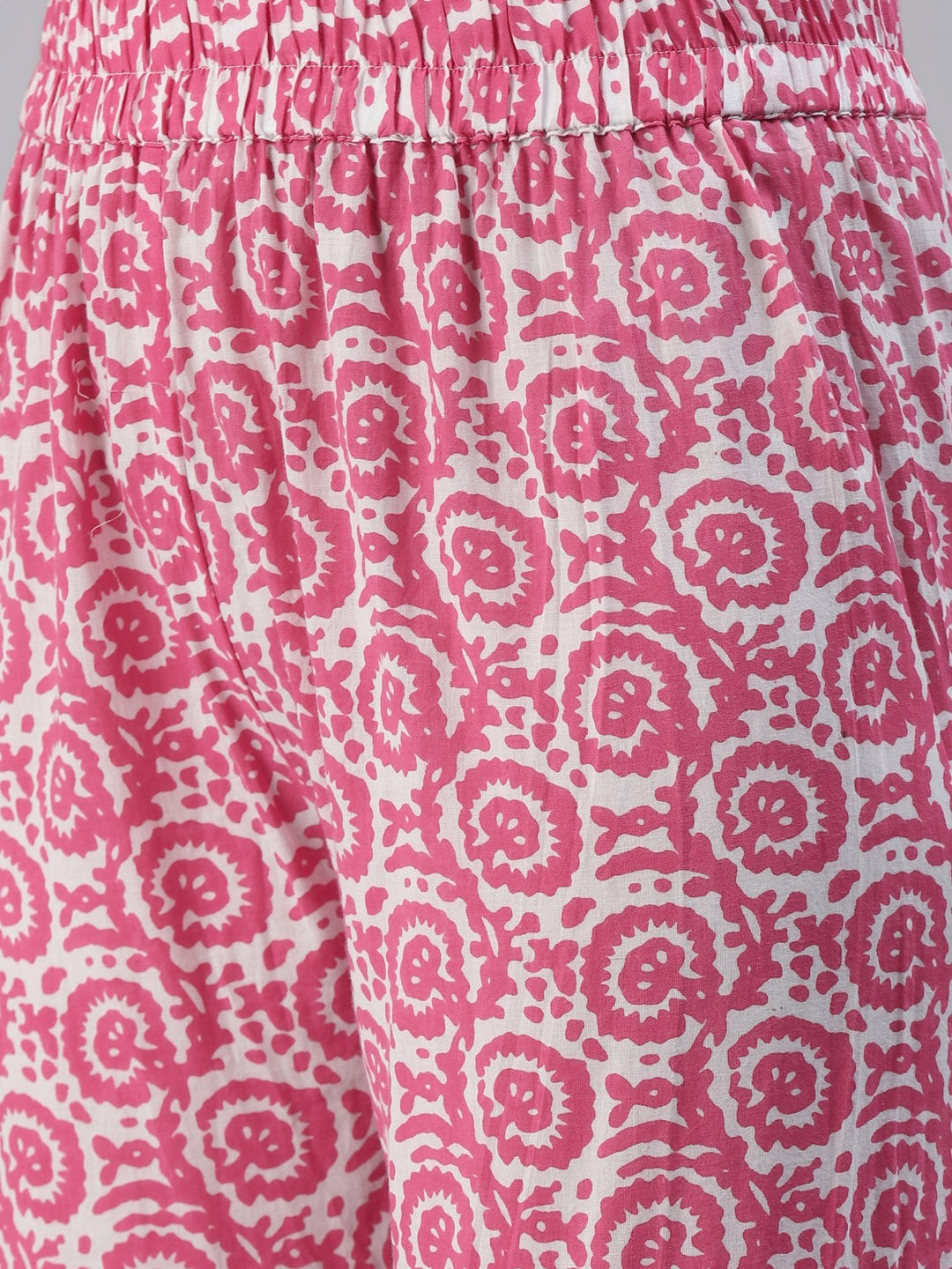 Pink Cotton Sleeves less Anarkali Sharara set with Dupatta