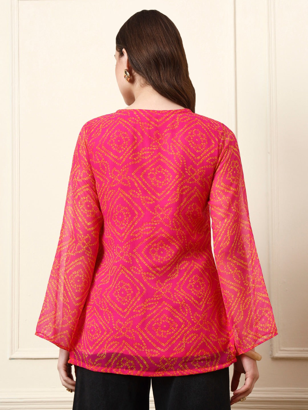 Pink Bandhani Print Top