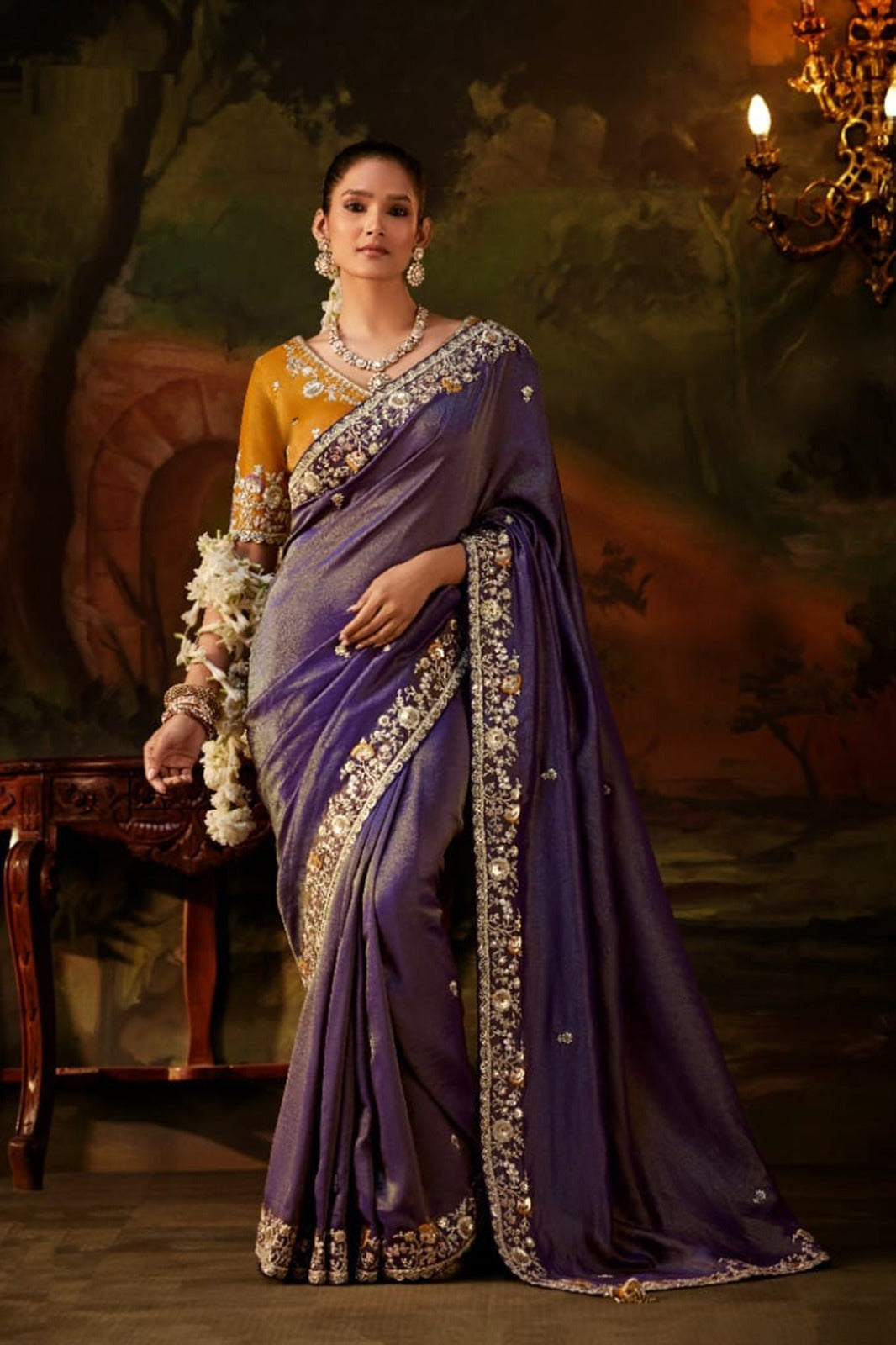 Exquisite Premium Viscose Zari Tissue Saree with Heavy Sequins & Embroidery