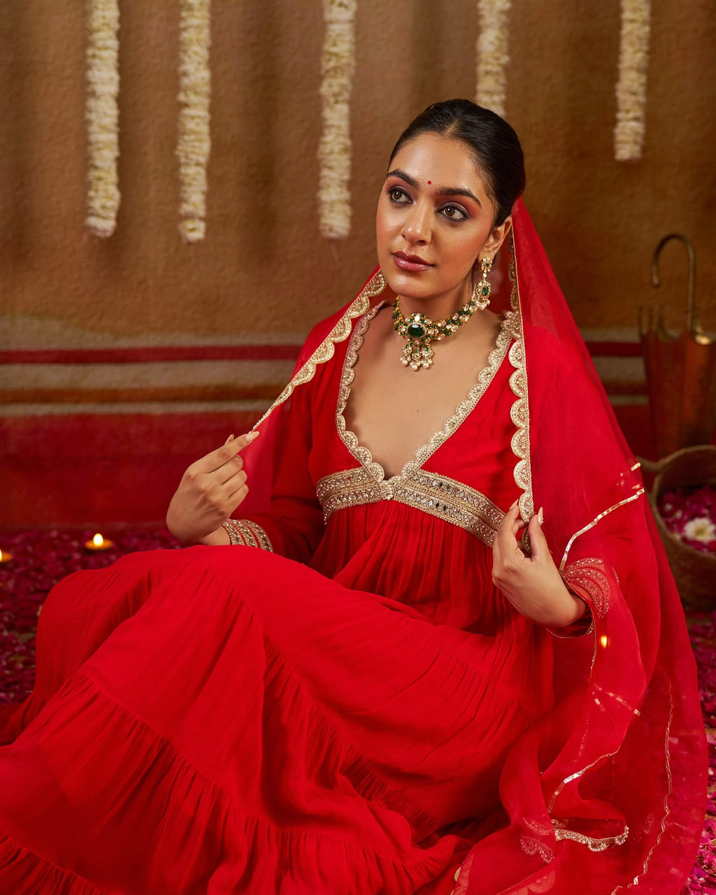 Unleash Pure Glamour: Heavy Fox Georgette Festive Gown Set with Real Mirror Lace & Dramatic 7.5+ Meter Flair
