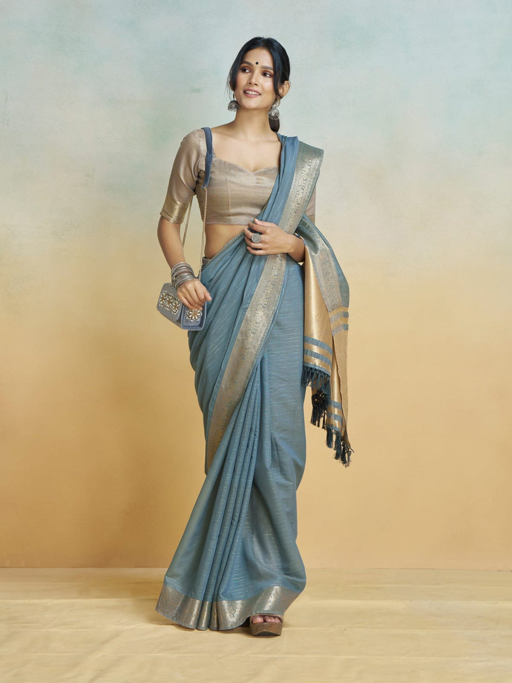 Shine Silk: Premium Handloom Khadi Silk Saree with Digital Prints