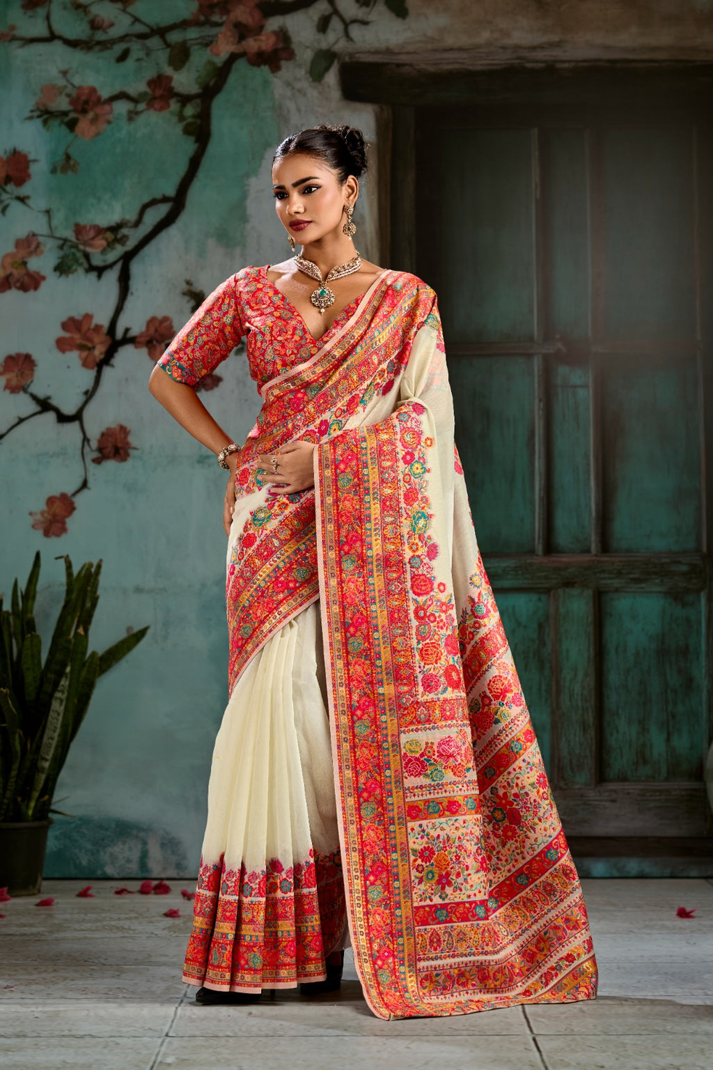Wrap Yourself in Timeless Luxury: Handwoven Modal Cotton Pashmina Saree