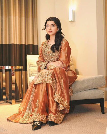 Designer Frendy Silk Kurti Plazzo Set with Sequins & Zari Embroidered Dupatta
