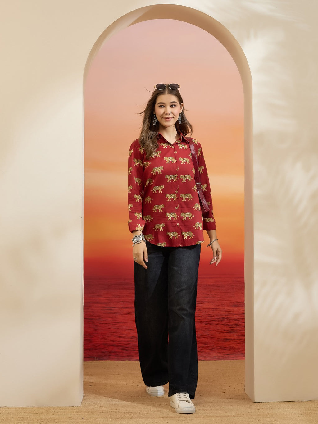 Quirky Print Pure Cotton Casual Shirt with Classic Collar & Full Sleeves