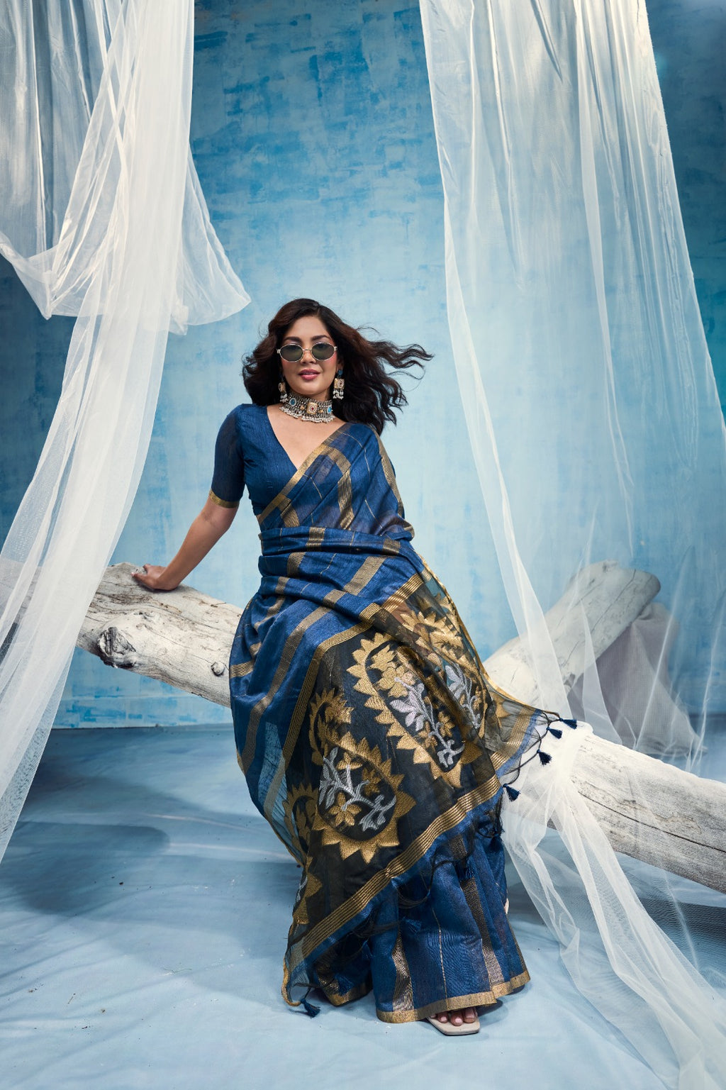 Premium Munga Cotton Handloom Saree with Matching Blouse
