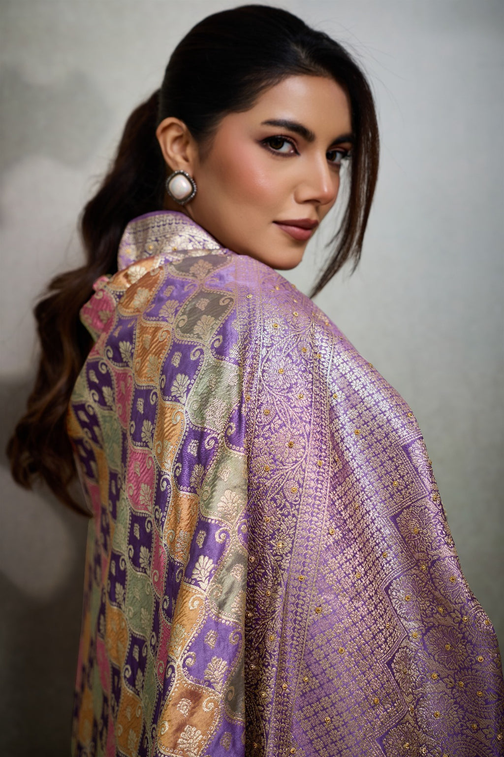 Draped in Opulence: Handcrafted Satin Masterpieces with Intricate Mosaic Weaves